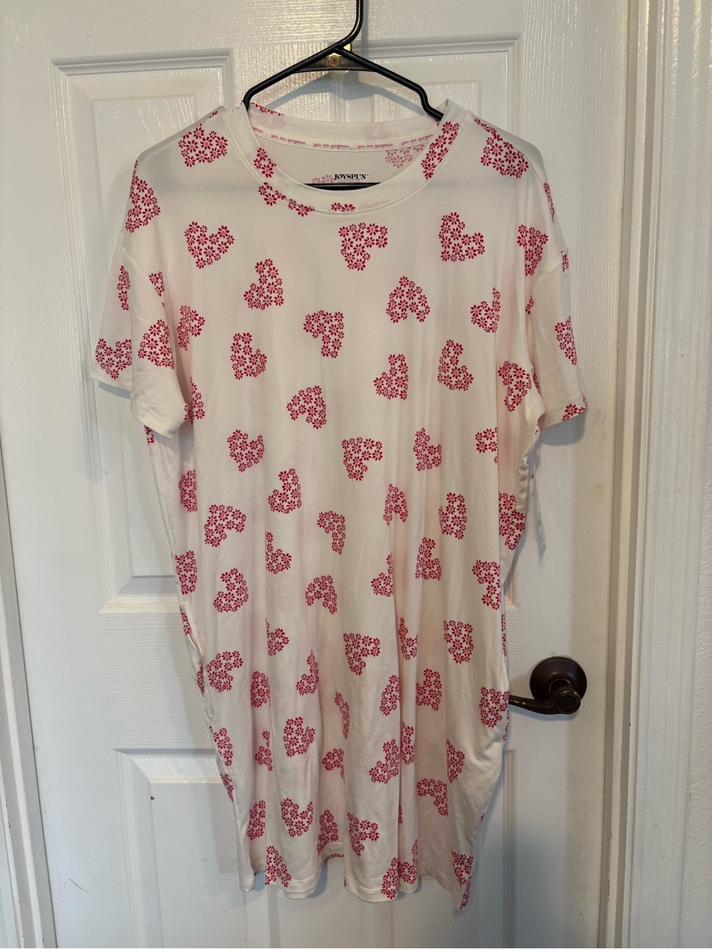 Womens Sleepshirt with pockets and Red Heart Print by Joyspun small